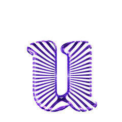 White symbol with purple ultra thin horizontal straps. letter u