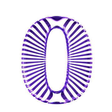 White symbol with purple ultra thin horizontal straps. number 0