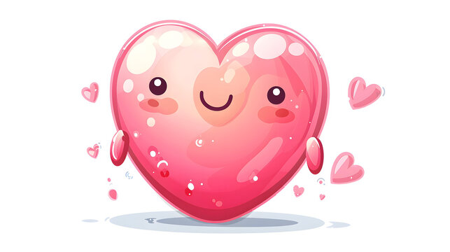 This charming image features two animated pink heart characters surrounded by smaller hearts, exuding love and happiness