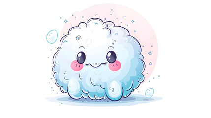 This is a whimsically drawn cloud character with sparkling eyes and a happy face, radiating joy and magic
