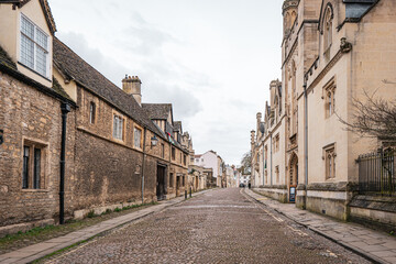 old streets in oxford, England. View around, tourist point of view 