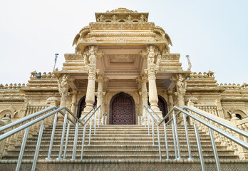 Exterior view of The Shree Sanatan Hindu Mandir Hindu Temple. Elaborately carved Jaisalmer...