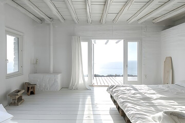 Bedroom With White Walls and Large Bed