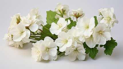 Fototapeta na wymiar Pure Elegance White Geranium Bouquet's Grace