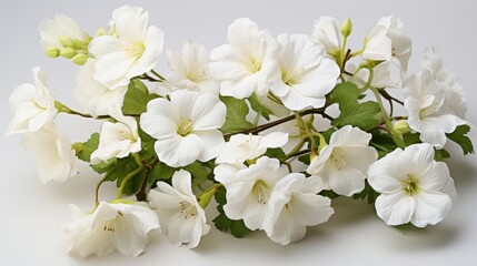 Obraz na płótnie Canvas Snowy Serenity A Bouquet of White Geraniums
