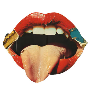 recommend clip art: Lip with tongue with crumpled paper effect