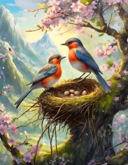 Spring Nesting - obrazy, fototapety, plakaty