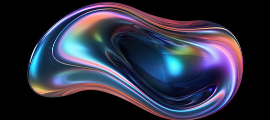 Bold holographic blob shape Isolated on black background