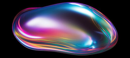 Bold holographic blob shape Isolated on black background