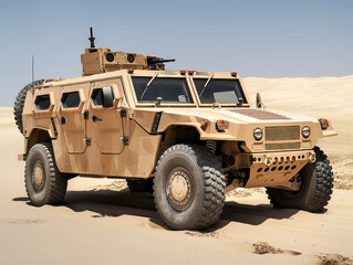 Modern army combat vehicle in the desert.