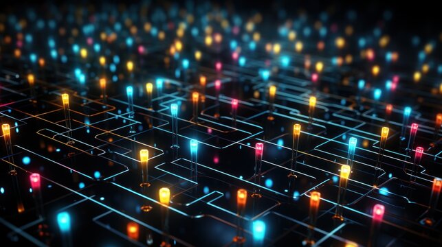 Computer-generated multitude of colored lights shining brightly