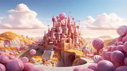 Photo sur Plexiglas Chambre denfants Castle in the land of sweets, a bright saturated landscape