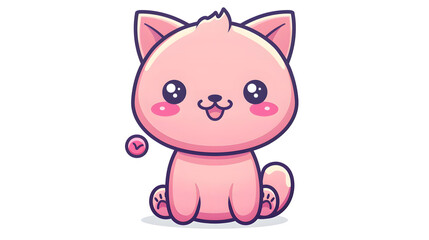 This captivating image showcases a cartoon-style pink kitten with big, sparkly eyes and a charming smile, set against a simple background