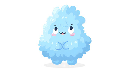 This heartwarming illustration captures a fluffy blue creature with large, bashful eyes and a small, contented smile, depicted in a fresh, modern style
