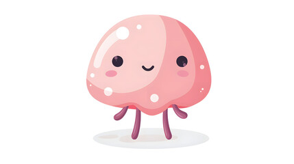 Soft-toned, jelly-like character with a tranquil expression, symbolizing comfort and happiness - obrazy, fototapety, plakaty