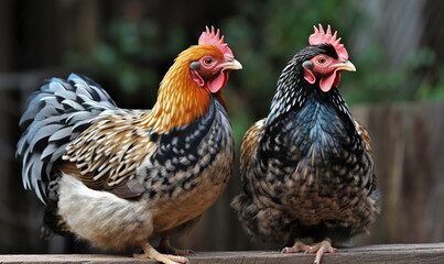 Fototapeta premium Bantam Chickens сreated with Generative Ai