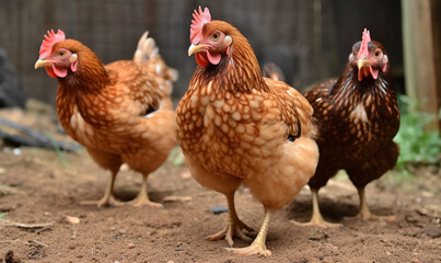 Fototapeta premium Bantam Chickens сreated with Generative Ai