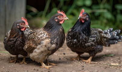 Fototapeta premium Bantam Chickens сreated with Generative Ai