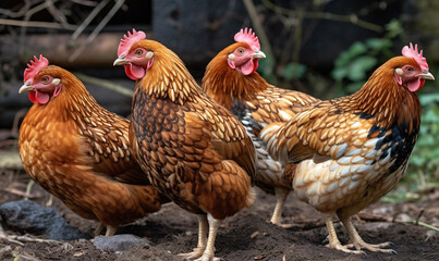 Fototapeta premium Bantam Chickens сreated with Generative Ai