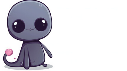 Cute cartoon character with glossy eyes and a tiny pink tail taking a standing pose, exuding charm and playfulness