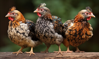 Fototapeta premium Bantam Chickens сreated with Generative Ai