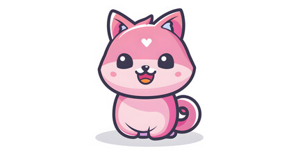 This sweet, endearing cartoon pink kitten with a small heart and sparkles brings a sense of warmth and affection