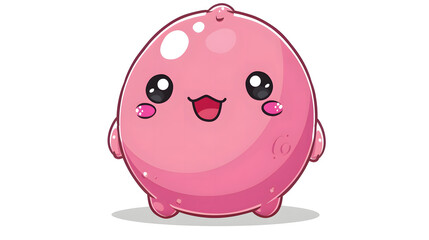 Fototapeta premium Cute, glossy pink character smiling with big eyes and tiny arms, exuding charm and sweetness