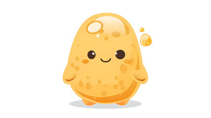 Cute lemon character with a friendly face and water drops, stands out for its simple yet captivating appeal and tangy vibe