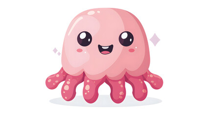 With big innocent eyes and a soft pink hue, this charming octopus cartoon adds a whimsical touch to any fun-themed content