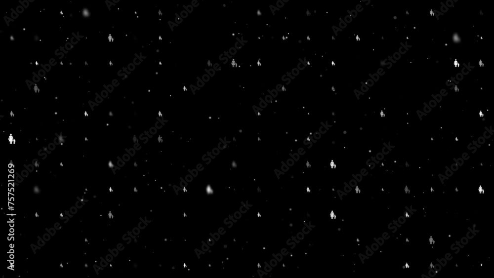 Poster template animation of evenly spaced woman with child symbols of different sizes and opacity. animati