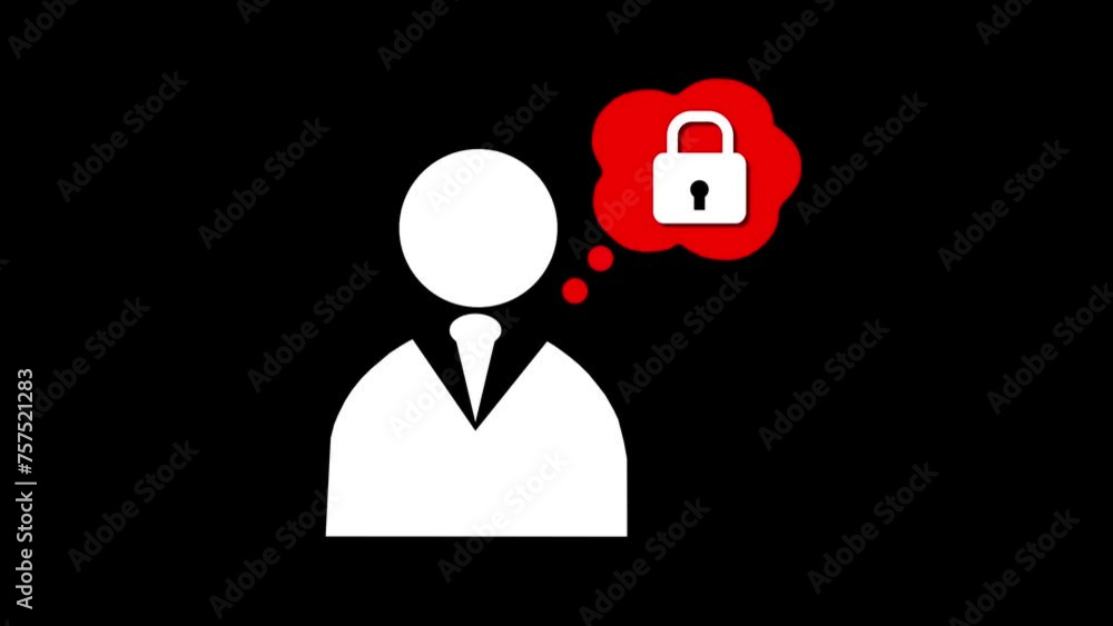 Poster icon concept with man icon. person with a speech bubble containing lock icon animation icon animated