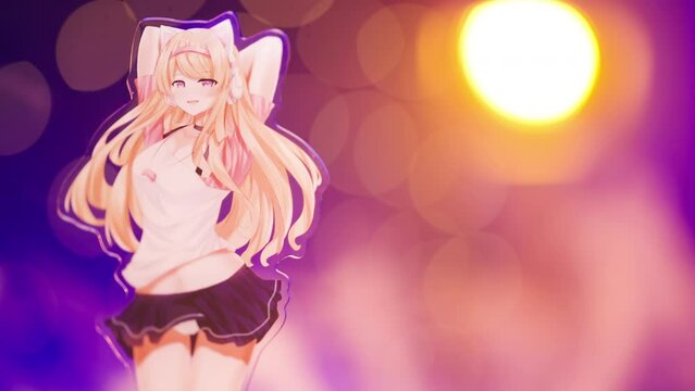 Sexy anime gamer girl figure with flipped up skirt surrounded with smoke 4K