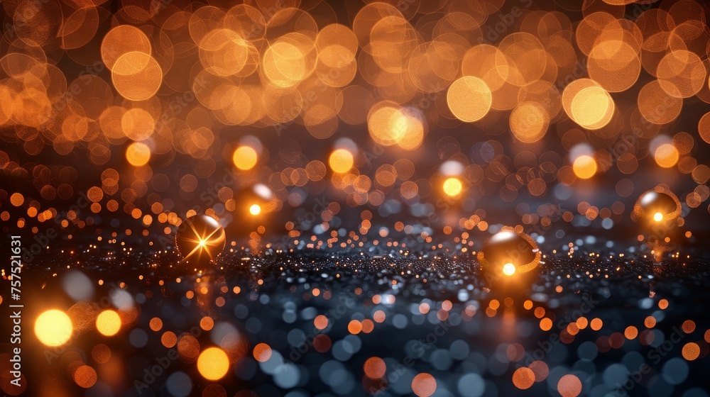 Aufkleber a close up of a blurry background with a lot of small circles of lights in the middle of it.
