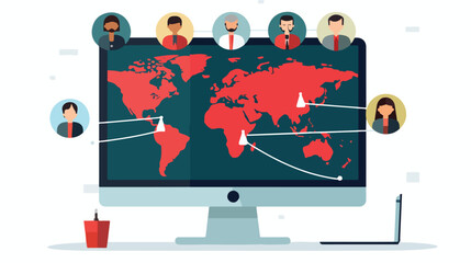 Flat illustration A person video conferencing with