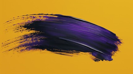 Abstract purple and black brush stroke isolated on yellow background.