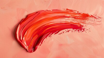 Red and pink smear of oil paint on canvas.