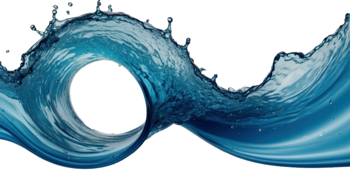 Azure water swirl with tiny bubbles on a clear white PNG background—a captivating liquid wave.
