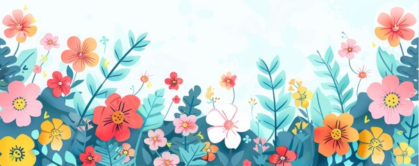 bright flowers background illustration. - obrazy, fototapety, plakaty