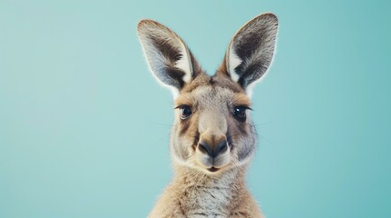 A close up of a kangaroo's face. The kangaroo is looking at the camera with a curious expression.