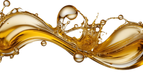 Cooking oil liquid swirl with petite bubbles—graceful and fluid on a clean white PNG canvas