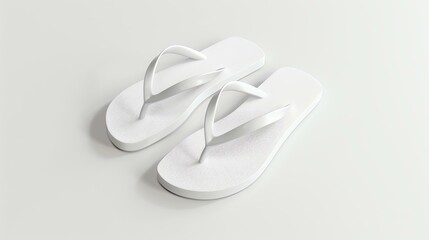A pair of white flip-flops on a white background. The flip-flops are made of a soft, rubber-like material and have a textured footbed.