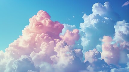 Amazing Beautiful Pink and Blue Sky with Clouds. - obrazy, fototapety, plakaty