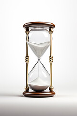 round clock in hourglass, white background сreated with Generative Ai