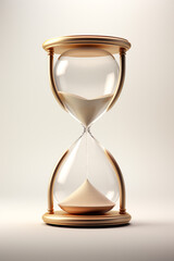 round clock in hourglass, white background сreated with Generative Ai