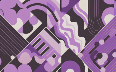 Soft Geometric Patterns with Fluid Shapes in Shades of Purple. Vector EPS10 Art.