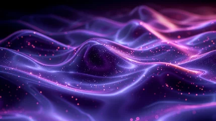 Photo sur Plexiglas Ondes fractales a computer generated image of a wave of blue and purple light with stars in the middle of the wave and on top of the wave is a black background.