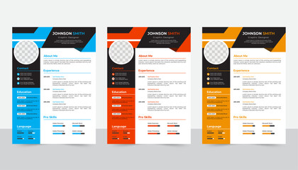 Professional Resume, CV Template Design, Clean modern design template of resume or CV, vector illustration,
