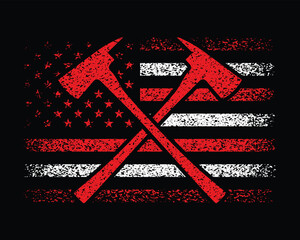 National First Responders Flag.I Support First Responders Flag.Distressed American Flag Firefighter Thin Red Line Design For T Shirt Poster Banner Backround Print Vector..