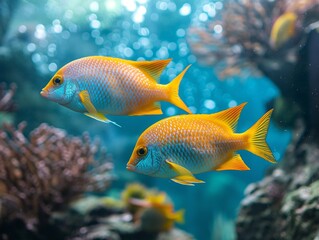 Fototapeta na wymiar Bright tropical fish underwater