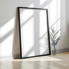 modern picture frame in black against wall, side view